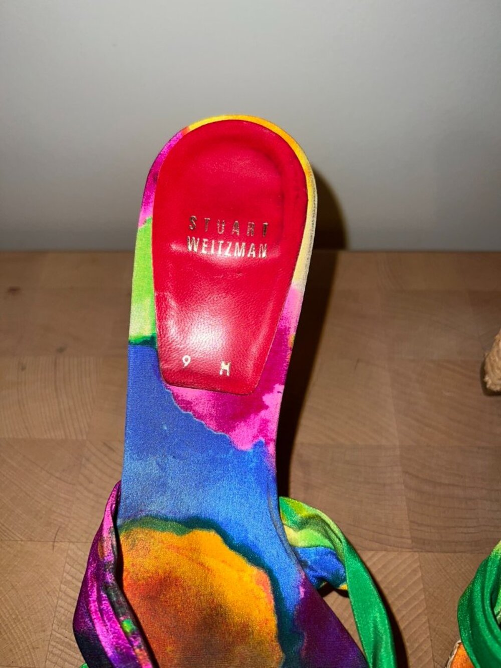 Stuart Weitzman Multicolor Watercolor Bow Womens Slip On Heel - Picture 2 of 5